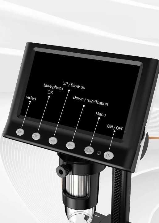 Nowy MIKROSKOP Cyfrowy z LCD 4.3” Zoom do 1000X oraz 8 Diod LED