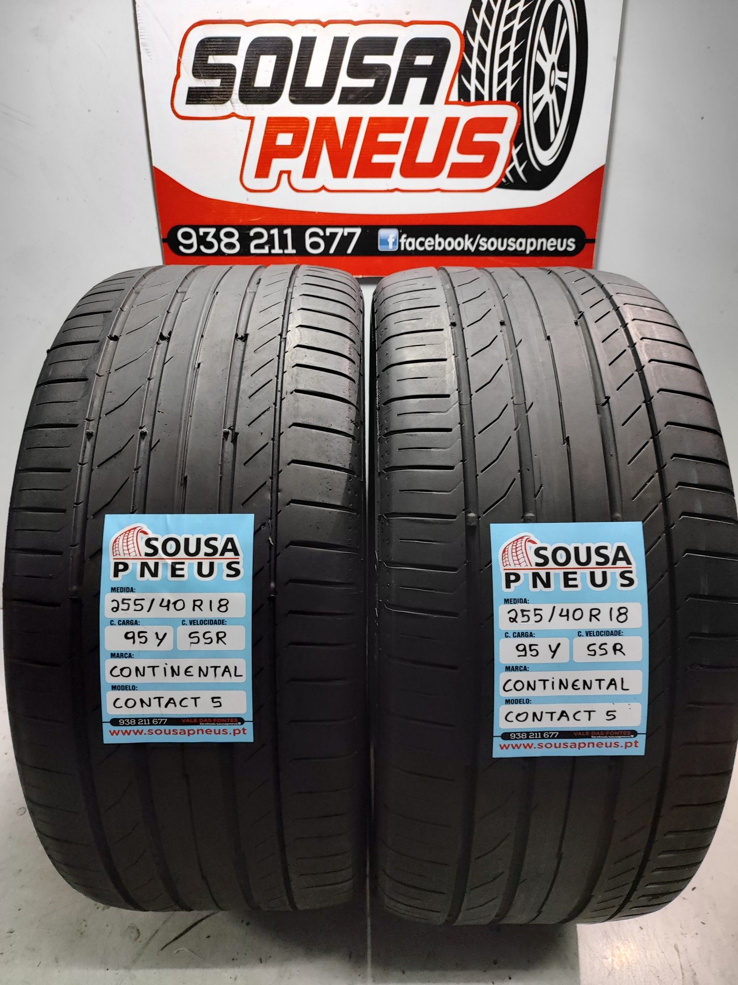 2 Pneus semi novos continental 255/40R18 SSR 95Y Oferta dos portes