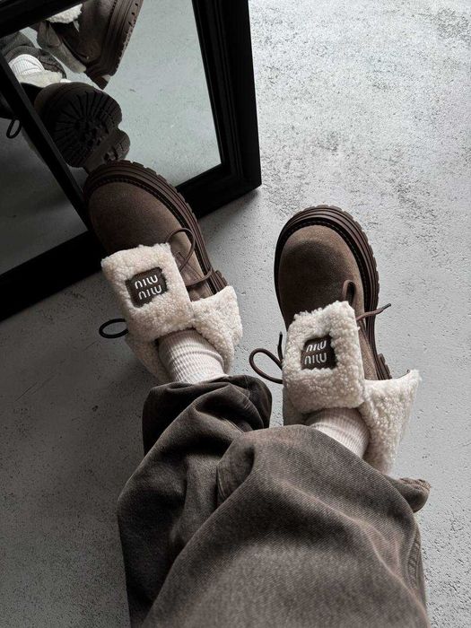 Черевики Miu Miu Boots Khaki Brown / Черевики Міу Міу Бутс коричневі