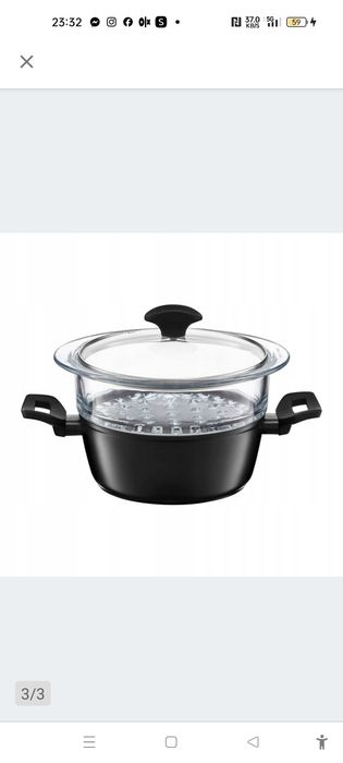 Garnek do gotowania na parze z wkładem szklanym, Ambition. 4L