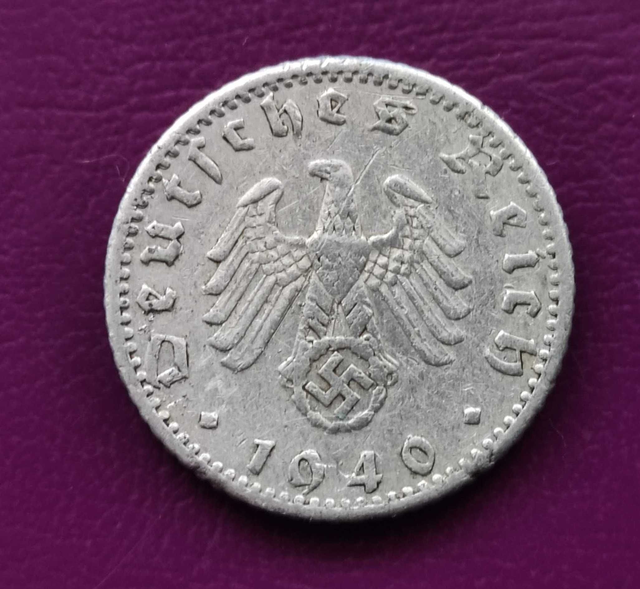 Moneta Niemcy - Trzecia Rzesza 50 Reichspfennig 1940 A - Rzadka