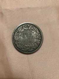 Монета 5FR HELVETIA 1850 5 Швейцарских франков