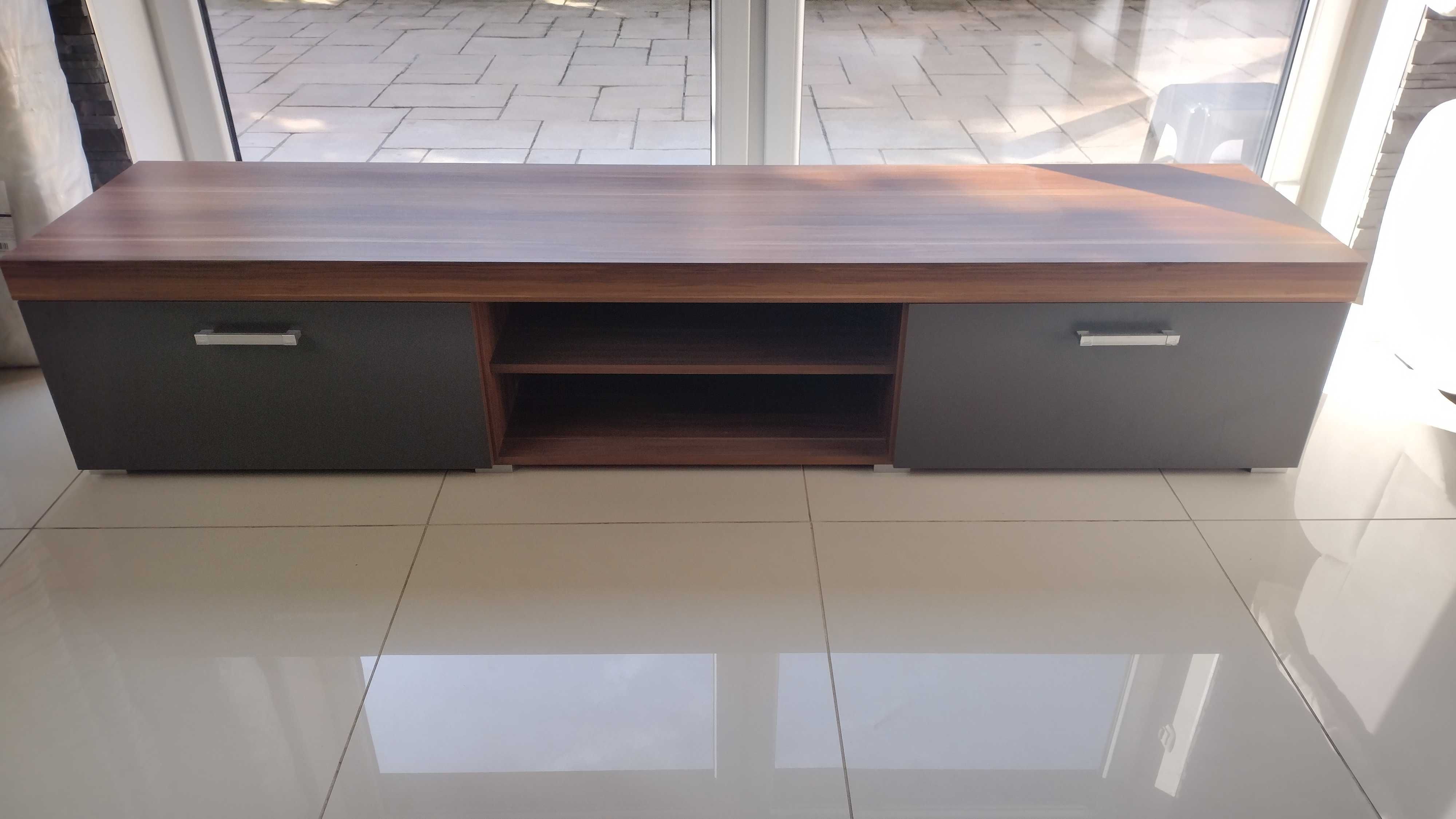 Szafka RTV SAMBA II SM8, Półka wisząca SAMBA 7 kolor grafit / śliwa