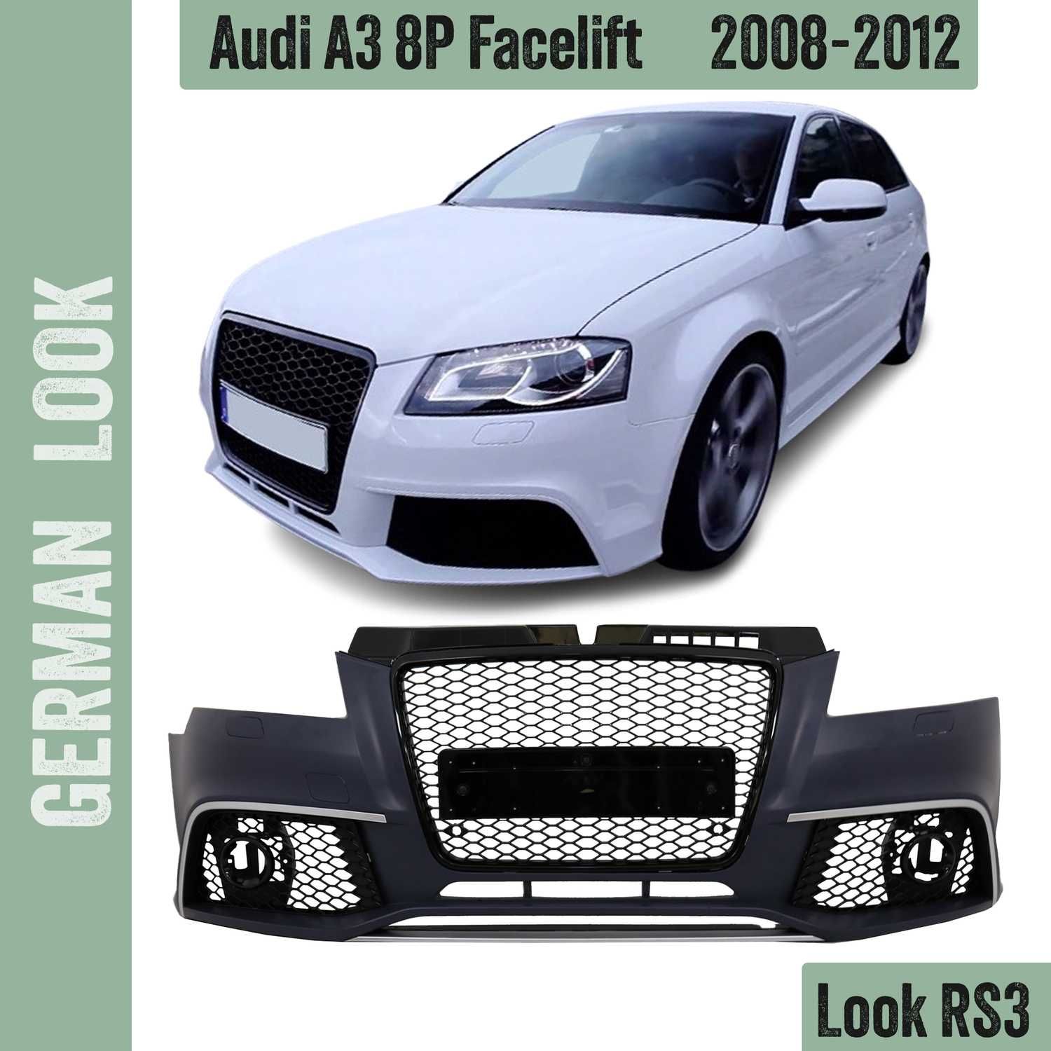 Para-choque frontal RS3 AUDI A3 8P de 2008 a 2012 + grade + faróis