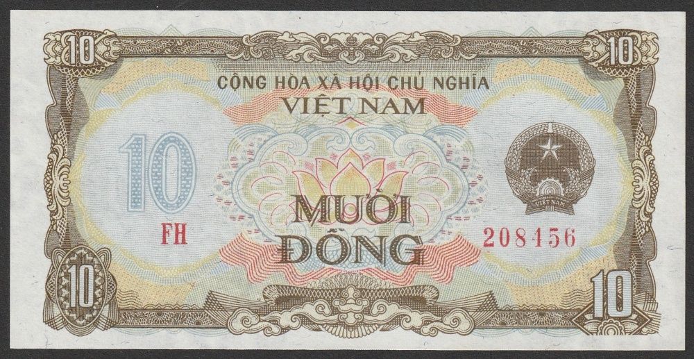 banknot Wietnam 10 dong 1980 - stan bankowy UNC