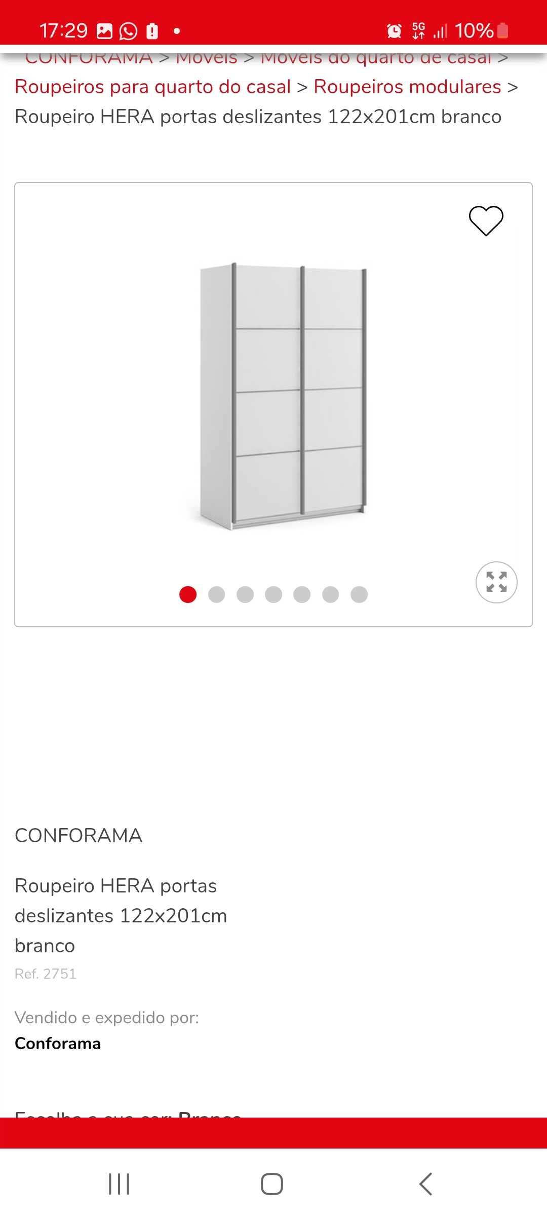 Roupeiro Hera da moviflor como novo - portas deslizantes