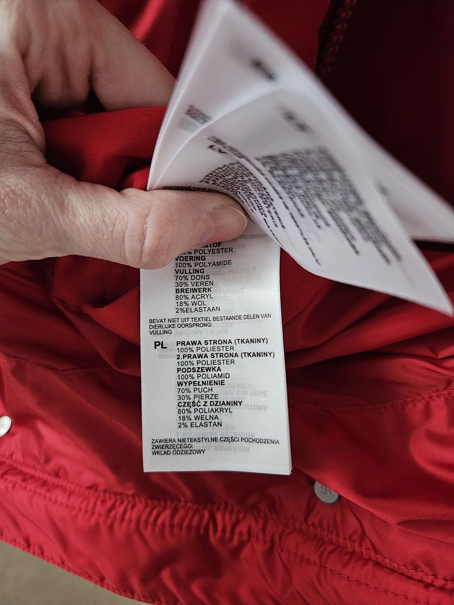 Kurtka puchowa 36 Marc O'Polo 70% puch czerwona płaszcz puchowy damski
