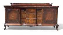 Pięknie rzeźbiona komoda ludwikowska, ciemny orzech, sideboard bufet