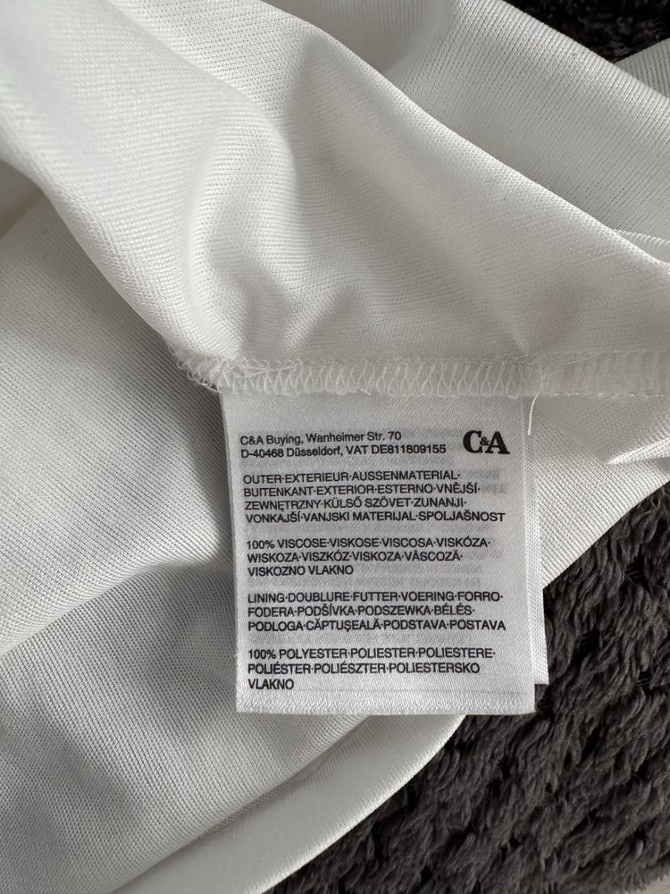 C& luźna biała sukienka ażurowa muślinowa styl boho krój A rozmiar S