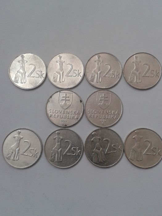 Монеты Словакии, кроны, галеры 1,2,10,20, 1982-98г.