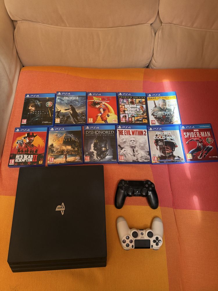 Ps4 Pro 1TB + 14 jogos 2 comandos