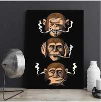 Plakat na płótnie, Trzy małpy palące Skręta 40 x 60 cm