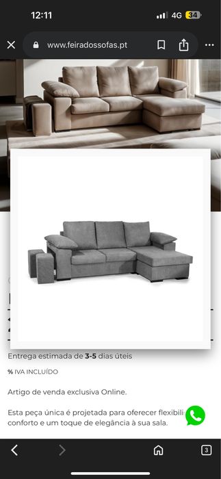 Sofa modelo L “apenas 1 mês de uso” esta novo