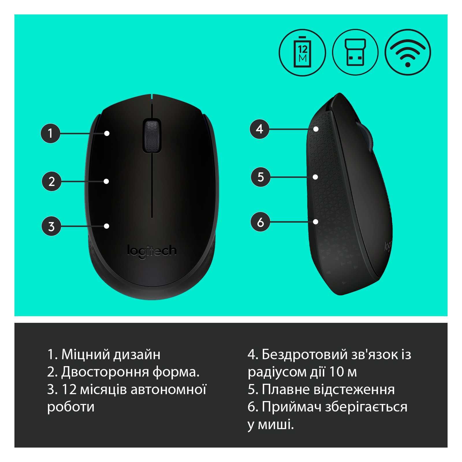 Бездротова USB Миша Logitech M171 | Refurbished! Оригінальна!