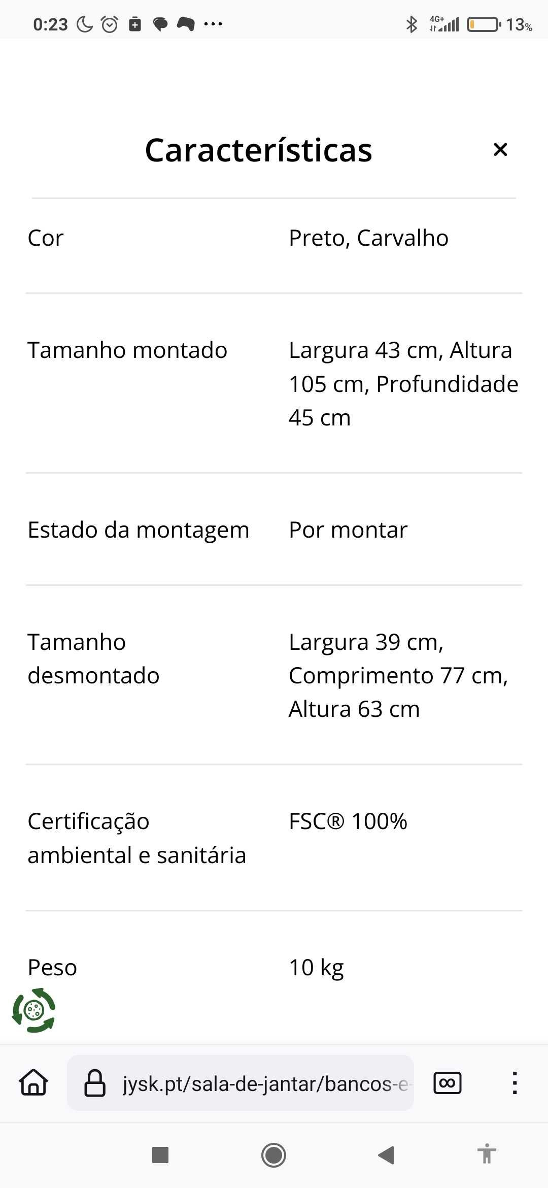 Balcão alto com 4 cadeiras. Ainda embalado