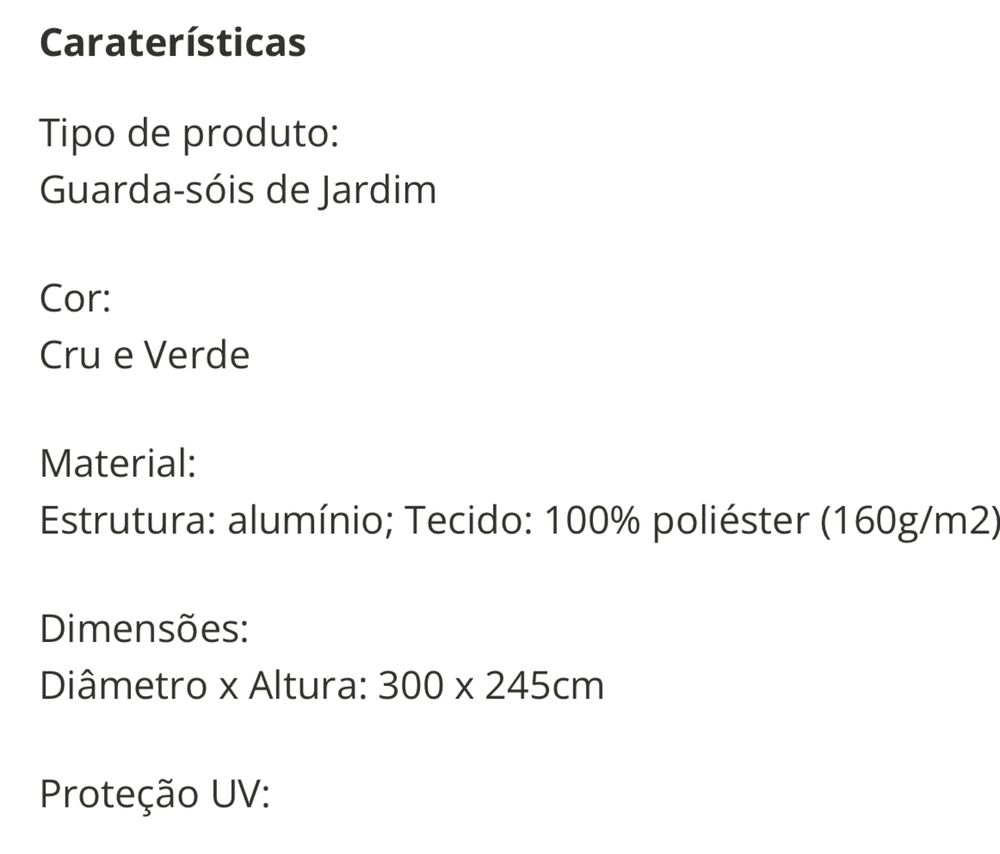 Guarda-sol de Alumínio 3m com Manivela Verde