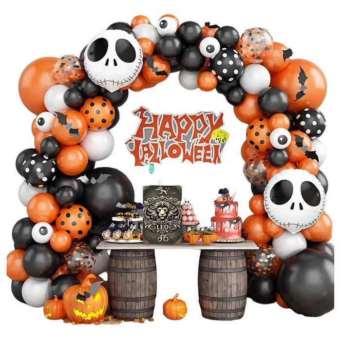 Zestaw Balonów Girlanda Balonowa Nietoperz Czaszka Halloween Przyjęcia