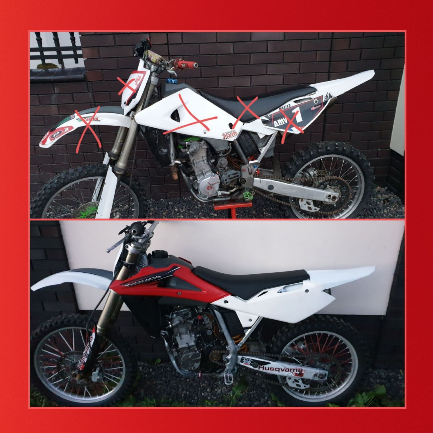 Czesci 2x husqvarna te tc smr sm  450 .510 glowica cylinder koła cross