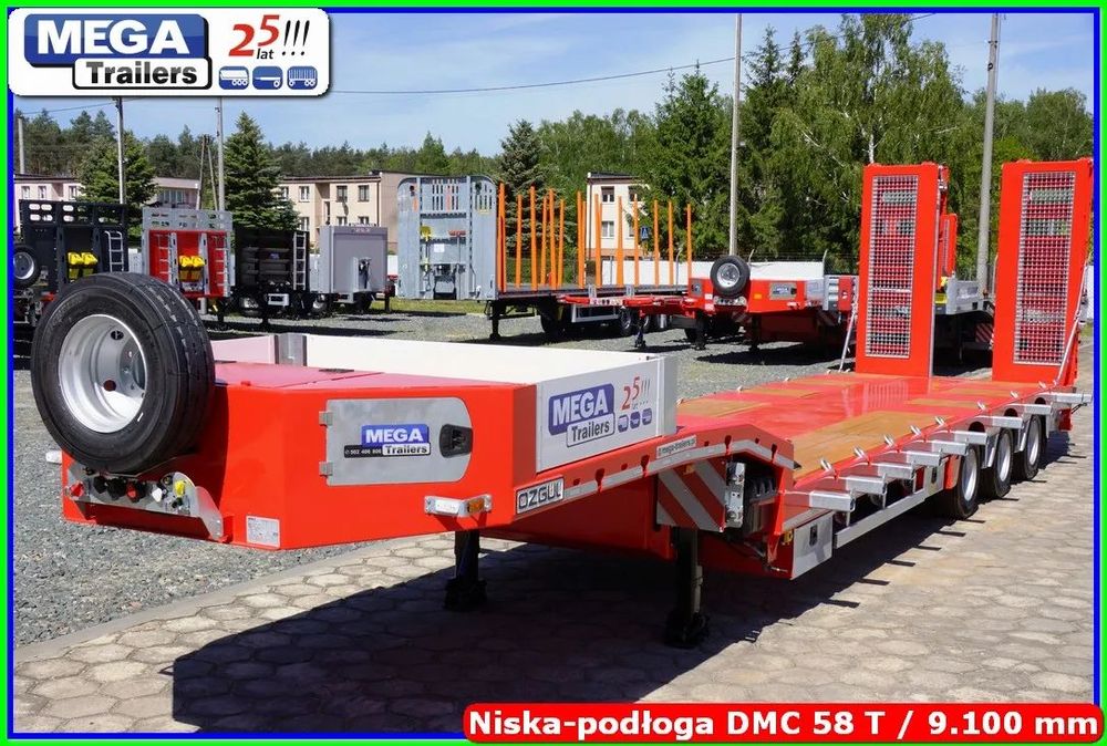 Mega Niskopodwozie 3 osie, 58 T DMC, dł. 910 cm, oś skrętna !!!  Dostępna z placu !!! Niskopodłoga, najazdy i wciągarka hydruliczne !!!