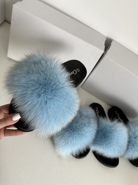 Люкс тапули с мехом , шлепки с мехом