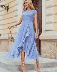 Elegancka sukienka z koronkową górą (S)