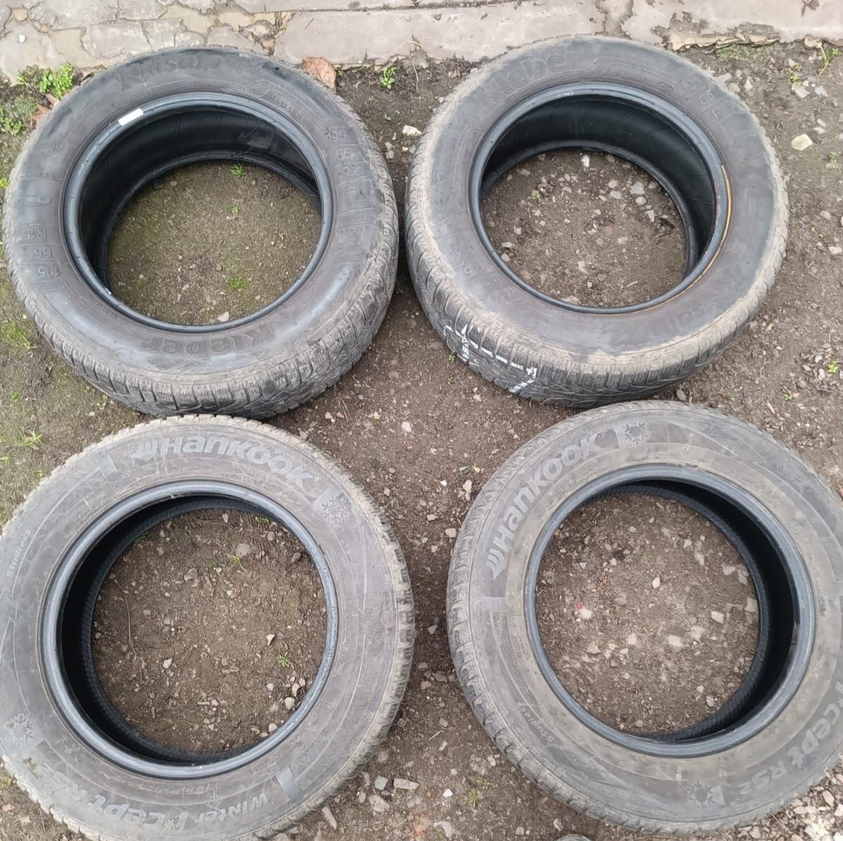 Opony zimowe- 2szt Hankook, 2szt Kleber 195/65/15
