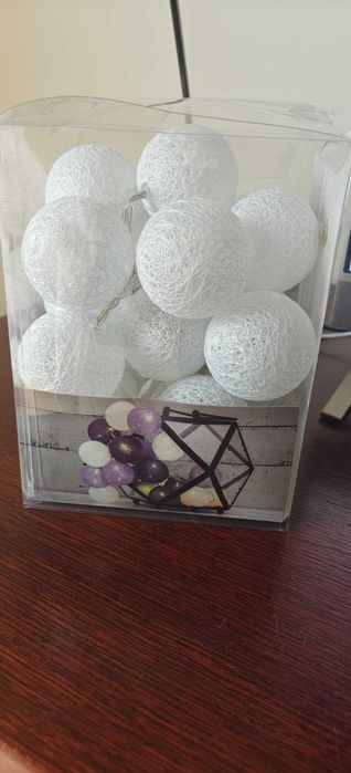 Lampki cotton balls LED – białe, 20 kulek