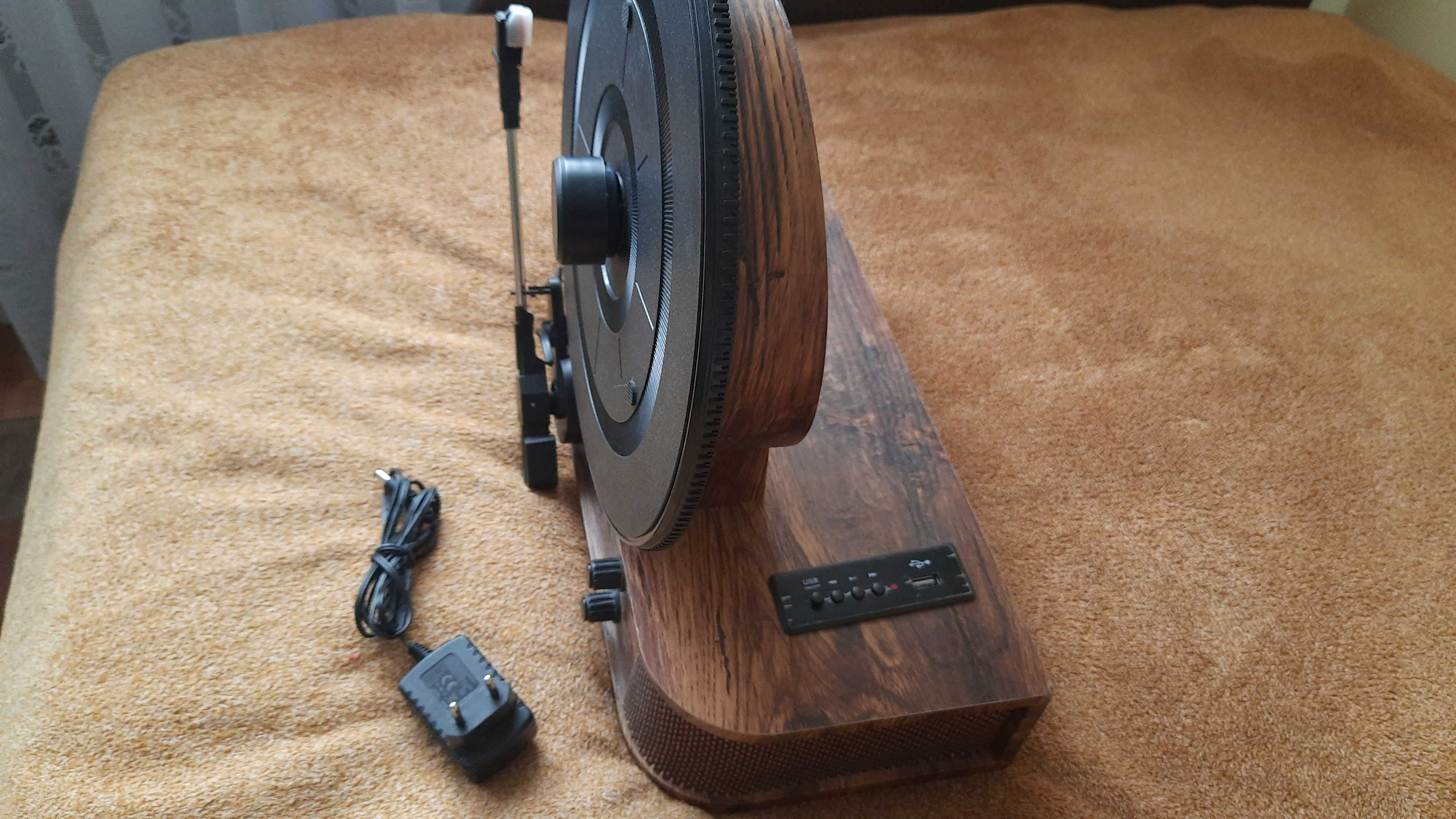 Gramofon retro, USB, Bluetooth, wyjście liniowe, drewno, Verticalo SE