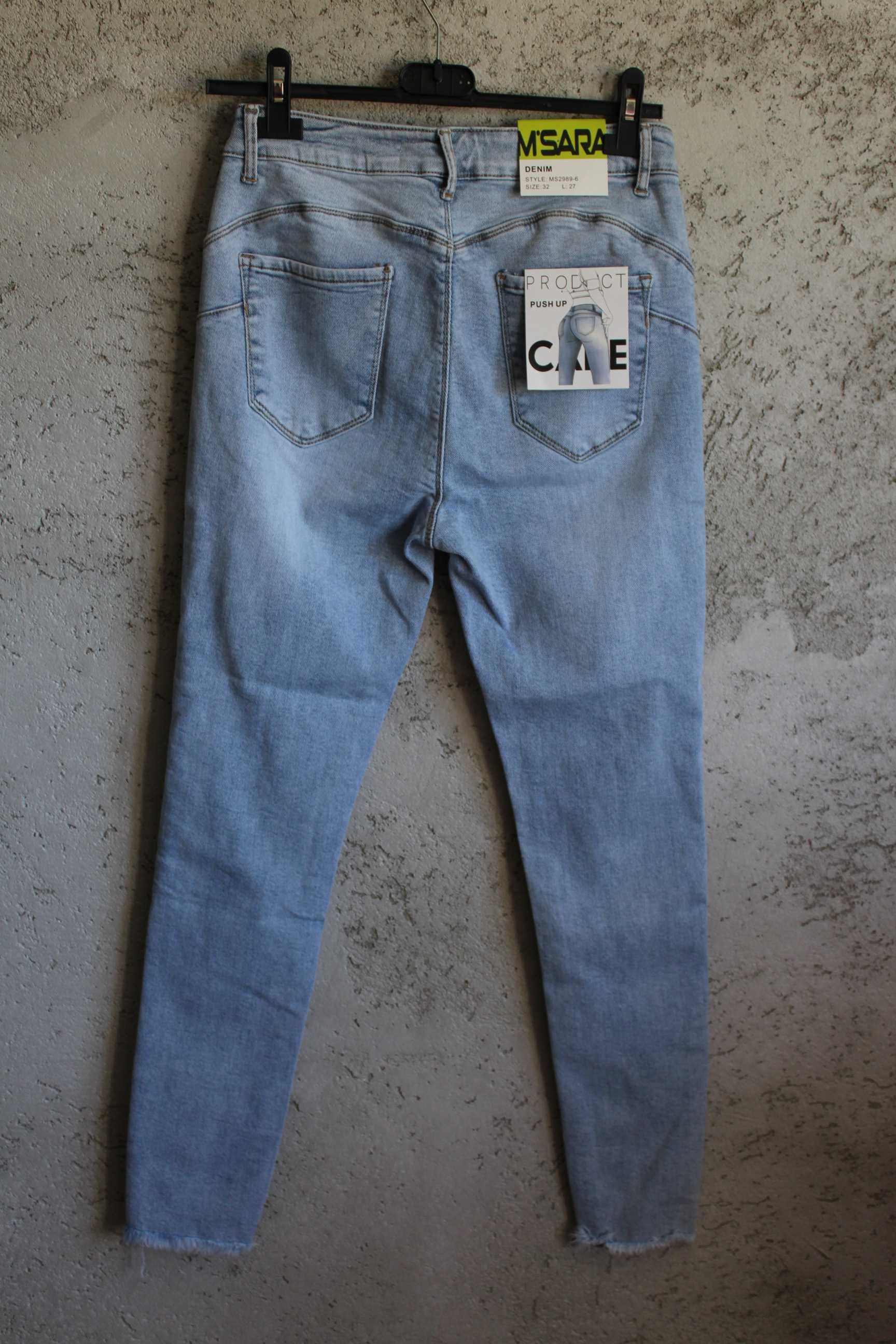 M'SARA klasyczne jeansowe spodenie r.L/XL i 2-3XL mega PUSH UP