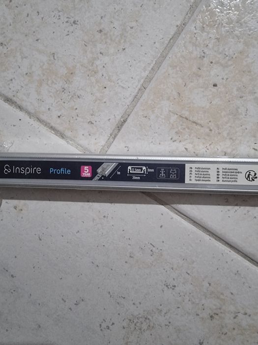 Perfil led 1m 2cm aluminio cinza Inspire
