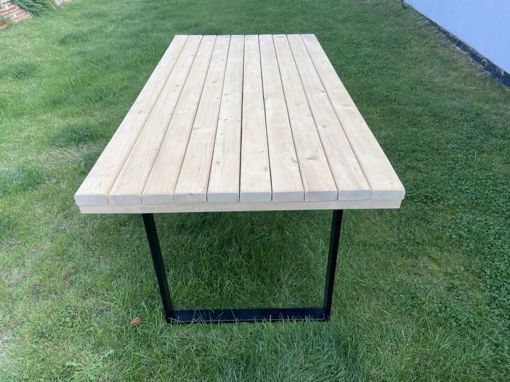 Stół drewniany 2 x 1m z metalowymi nogami, nowy