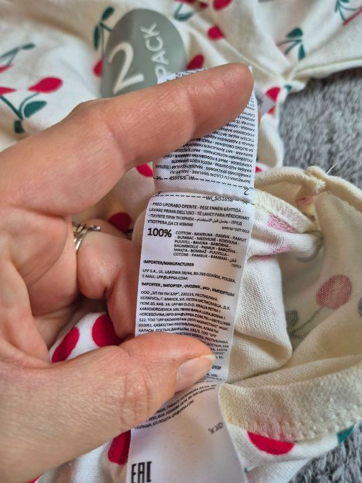 NOWY dwupafk body z długim rękawem Sinsay 86 wisienki czerwone bawełna