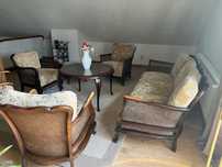Wypoczynek sofa footel ława drewno rattan