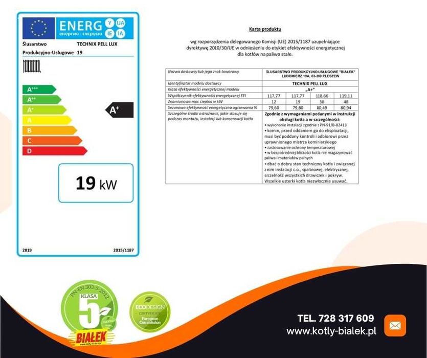 Kocioł na PELLET TECHNIX-PEL 19KW 5 klasa 150-220m2