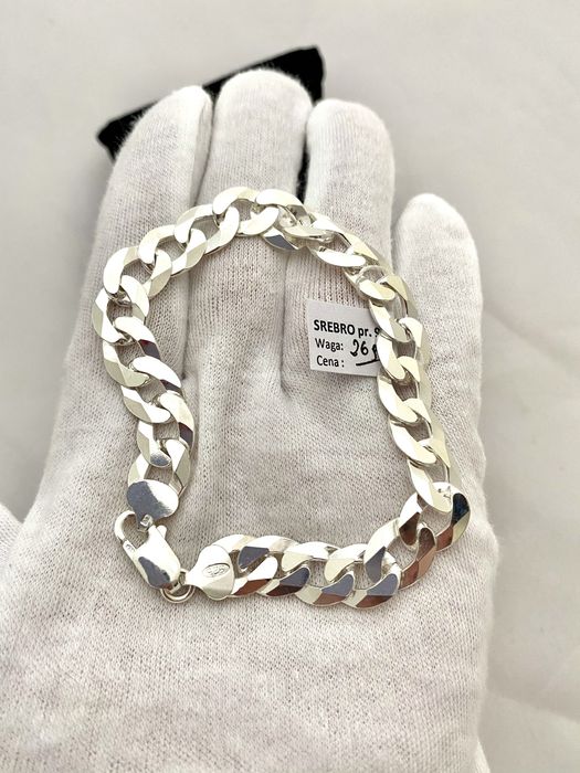 Nowa Srebrna męska bransoleta szerokość 10 mm próba 925. Sklep