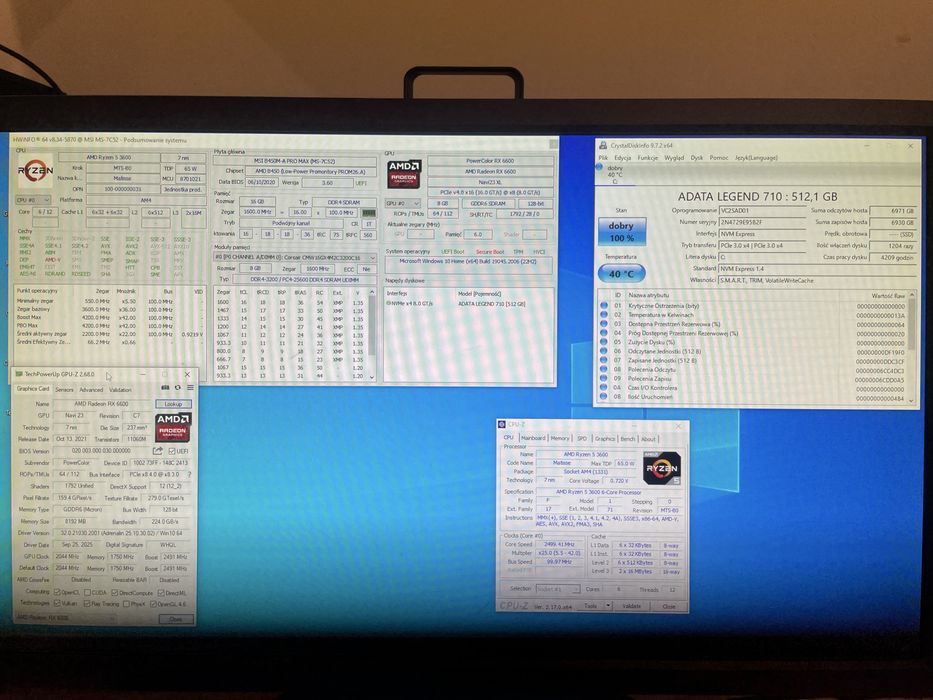 Komputer Gamingowy R5 3600 | RX 6600 | 16GB DDR4 | SSD 512GB | ARGB