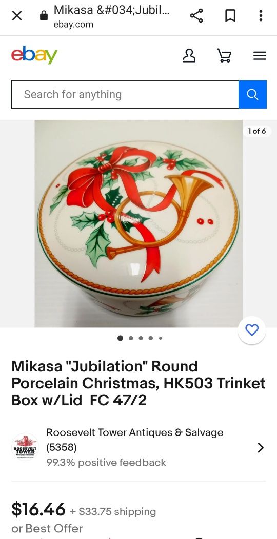 Mikasa Рождественская новогодняя фарфоровая чаша для сладостей ваза