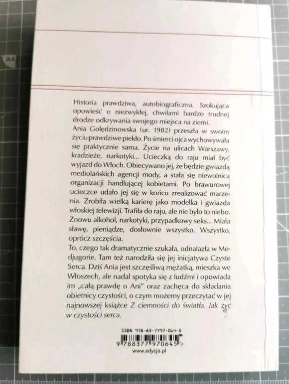 Książka Ocalona z piekła, Ania Golędzinowska