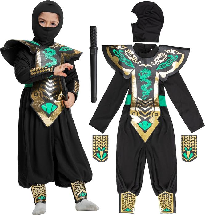 Kostium Ninja Wojownik Dla Dzieci - Karnawałowy Strój Rozmiar 7-8 Lat
