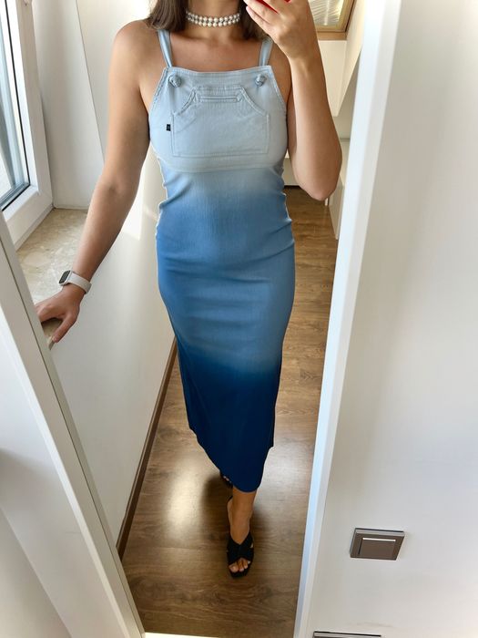 Wiskozowa maxi sukienka tye-dye rozmiar M/L zarówno dla kobiet w ciąży