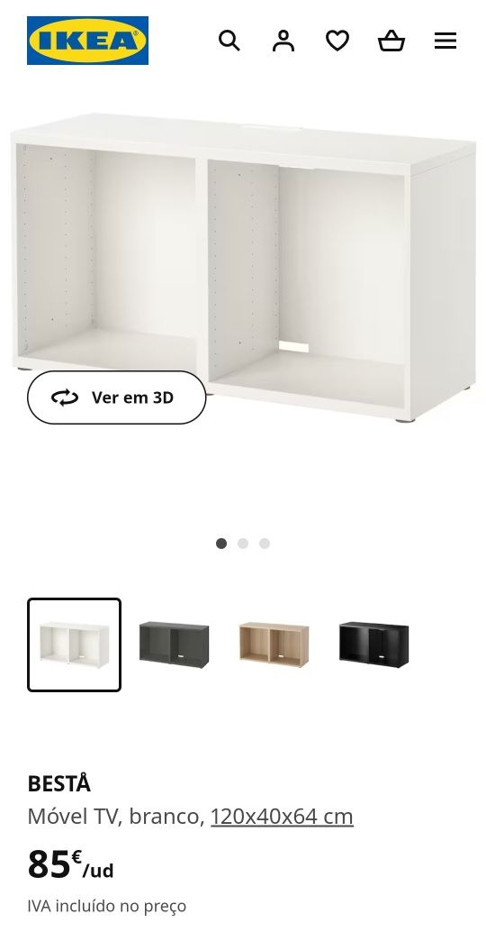 Móvel Tv BESTA IKEA + painel superior em vidro + 2 prateleiras.