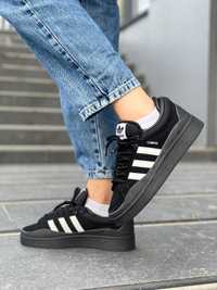 Жіночі кросівки Adidas CAMPUS чорний з білим 3002 ТОПЧИК