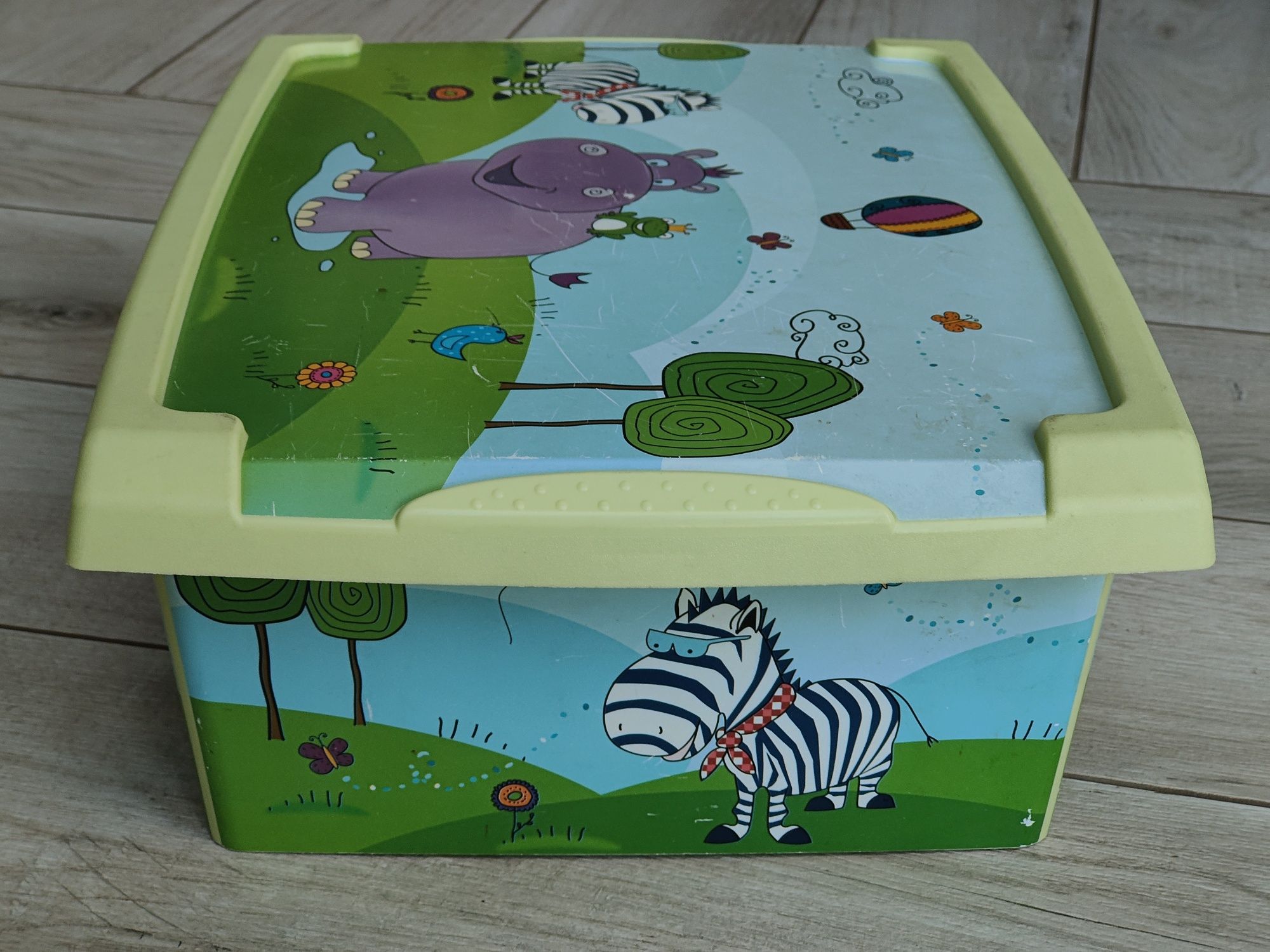 Skrzynka/pojemnik z pokrywą z motywem safari Hipopotam i Zebra