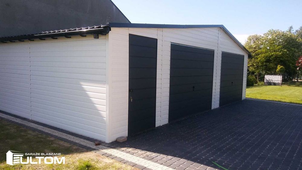 Garaż blaszany drewnopodobny akrylowy grafit antracyt