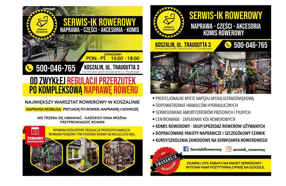 Serwis-ik Rowerowy | NAPRAWA Rowerów | Koszalin | Części/Akcesoria