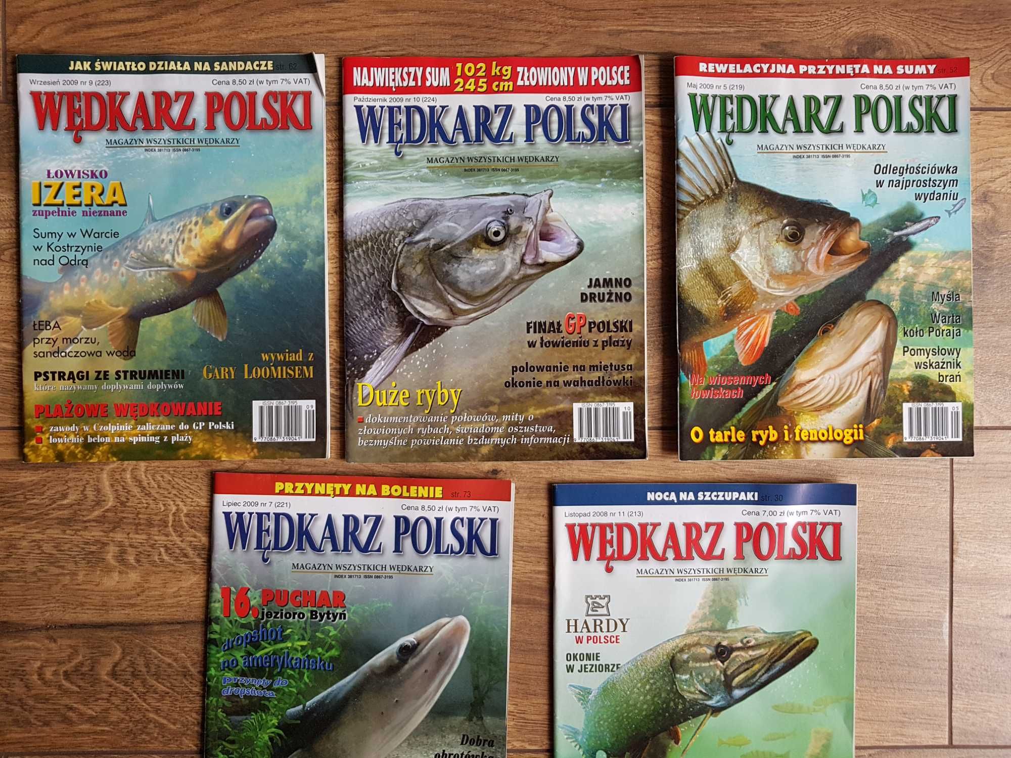 5 czasopism: Wędkarz Polski 11/2008 i 5, 7, 9, 10/2009