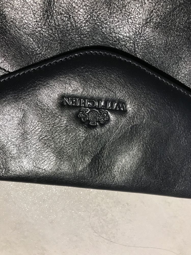 Ciemnogranatowa skórzana torebka kopertówka Wittchen+ pasek