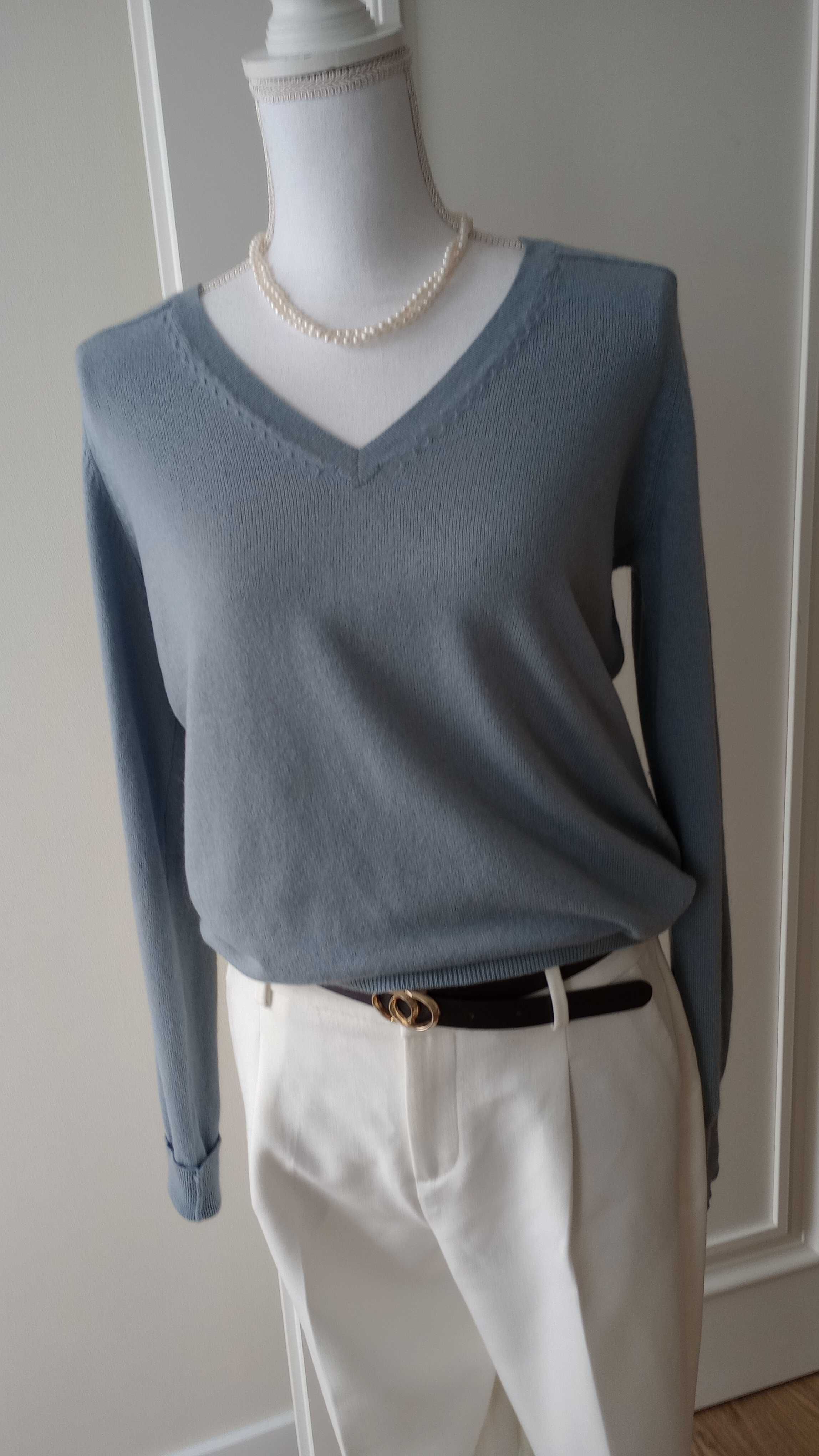 Sweter kaszmirowy, błękitny,rozmiar M