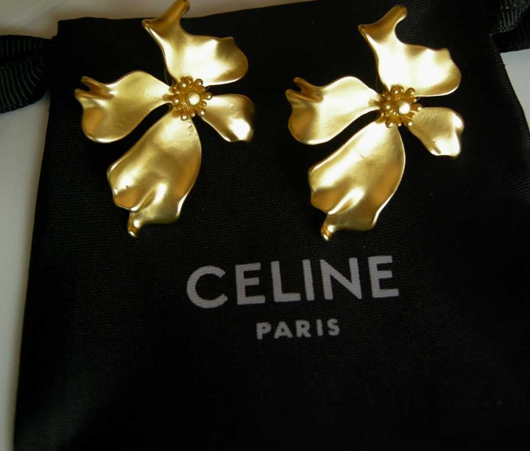 Celine Paris kolczyki kwiaty mosiężne