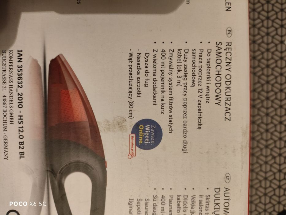 Silvercrest ręczny odkurzacz samochodowy 12V